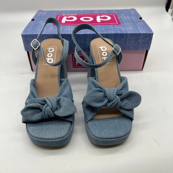 Pop Womens Giving Heeled Sandals Chambray Blue Size 6M - Picture 3 of 10
